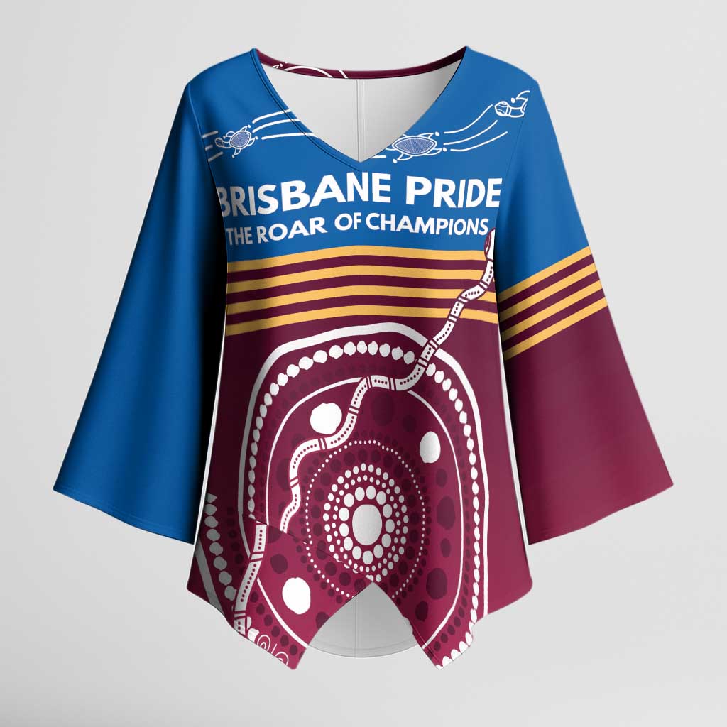 Personalised Brisbane Pride Kimono Sleeve Blouse The Roar of Champions - Aussie Hoodie