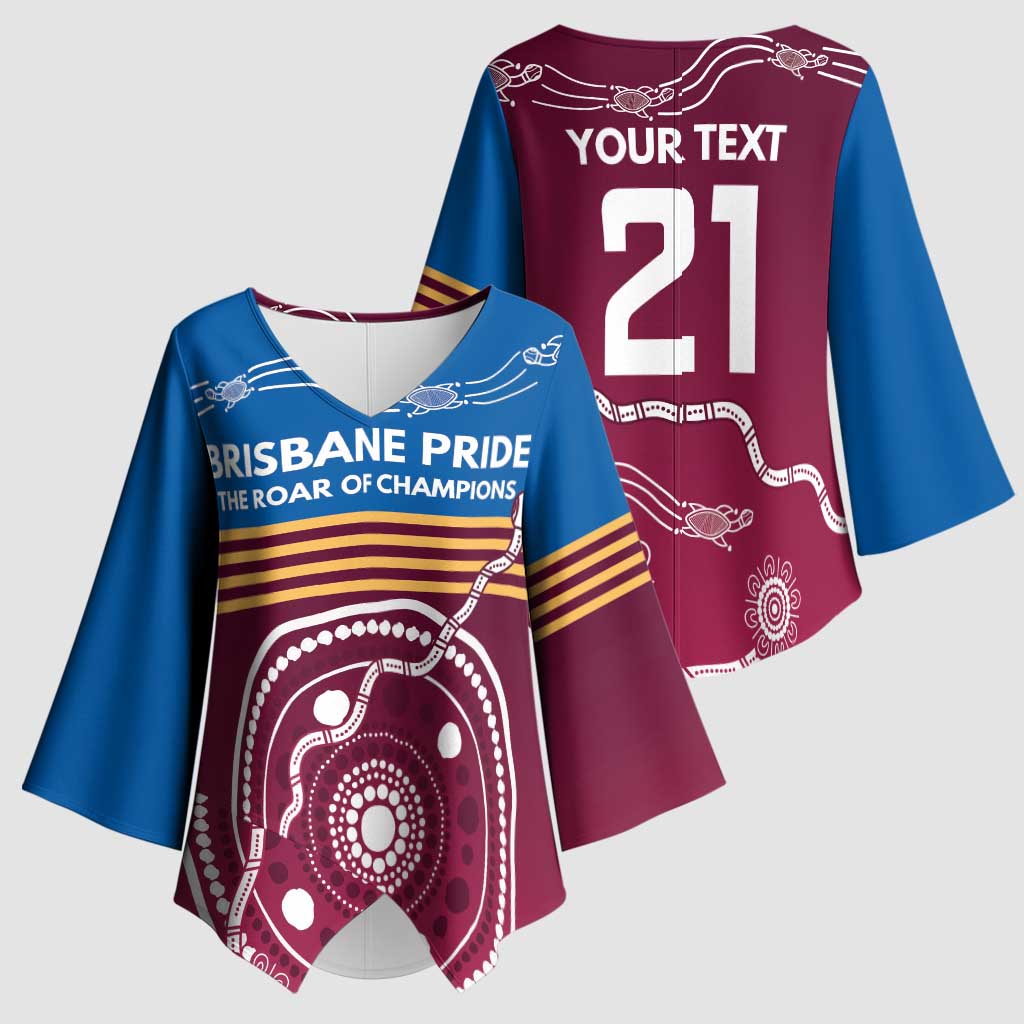 Personalised Brisbane Pride Kimono Sleeve Blouse The Roar of Champions - Aussie Hoodie