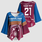 Personalised Brisbane Pride Kimono Sleeve Blouse The Roar of Champions - Aussie Hoodie