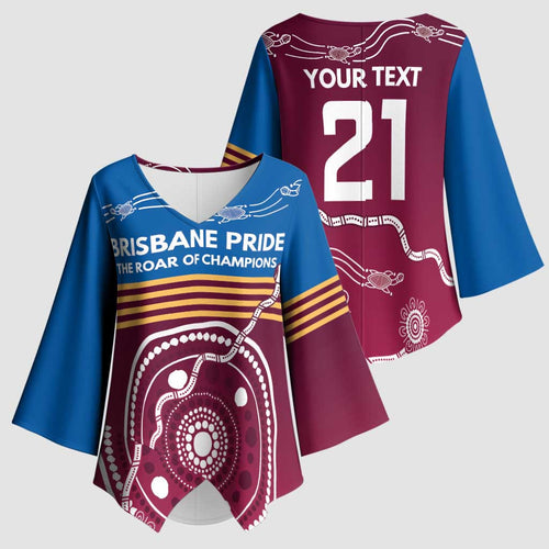 Personalised Brisbane Pride Kimono Sleeve Blouse The Roar of Champions - Aussie Hoodie