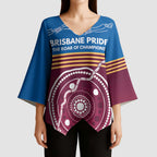 Personalised Brisbane Pride Kimono Sleeve Blouse The Roar of Champions - Aussie Hoodie