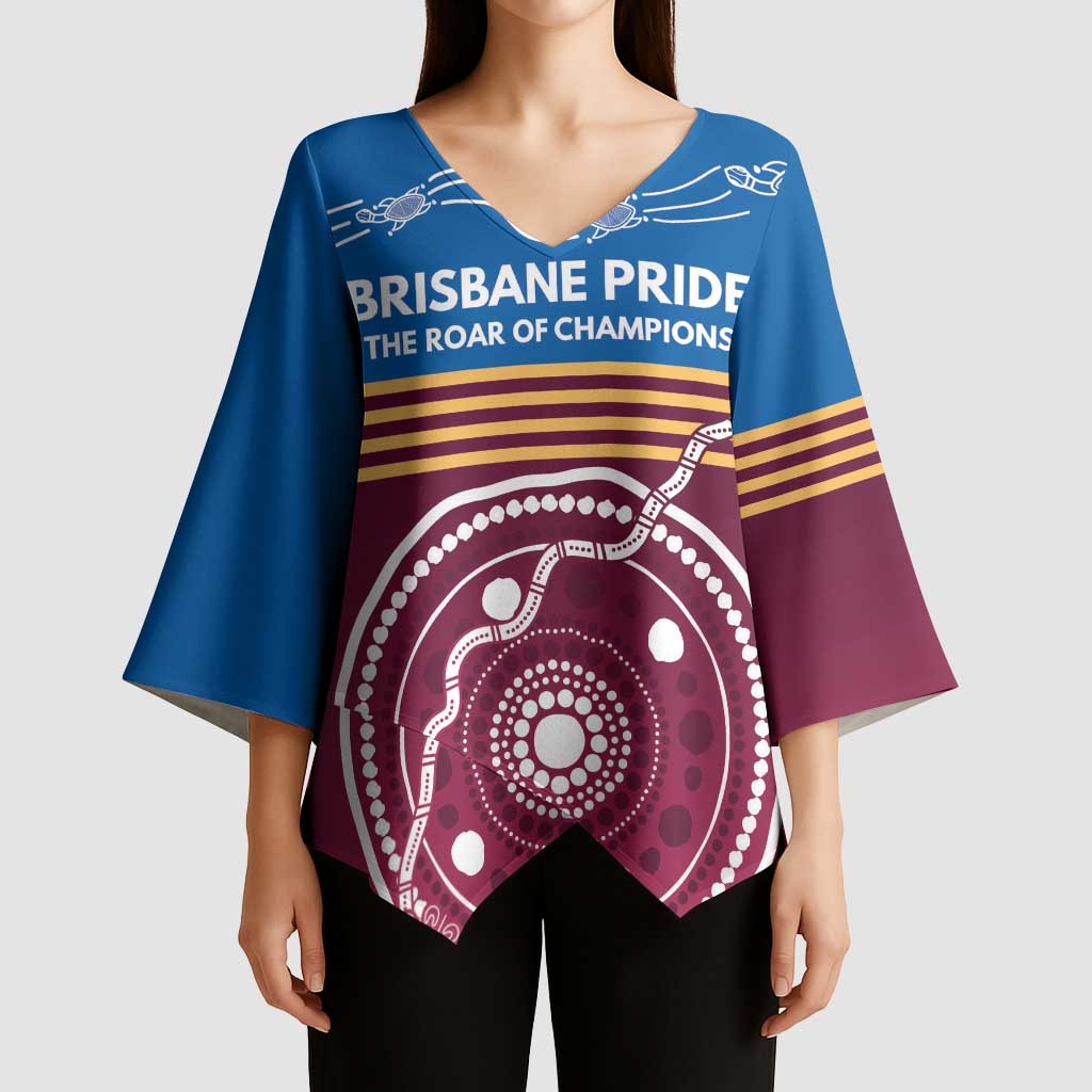 Personalised Brisbane Pride Kimono Sleeve Blouse The Roar of Champions - Aussie Hoodie