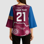 Personalised Brisbane Pride Kimono Sleeve Blouse The Roar of Champions - Aussie Hoodie