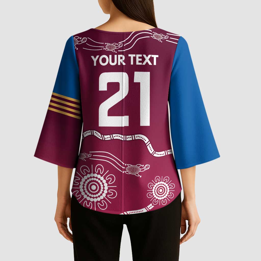 Personalised Brisbane Pride Kimono Sleeve Blouse The Roar of Champions - Aussie Hoodie