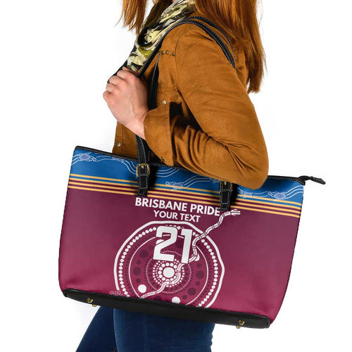 Personalised Brisbane Pride Leather Tote Bag The Roar of Champions - Aussie Hoodie