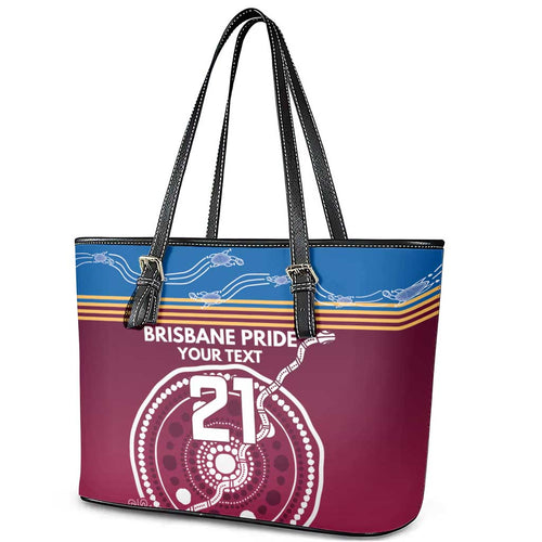 Personalised Brisbane Pride Leather Tote Bag The Roar of Champions - Aussie Hoodie
