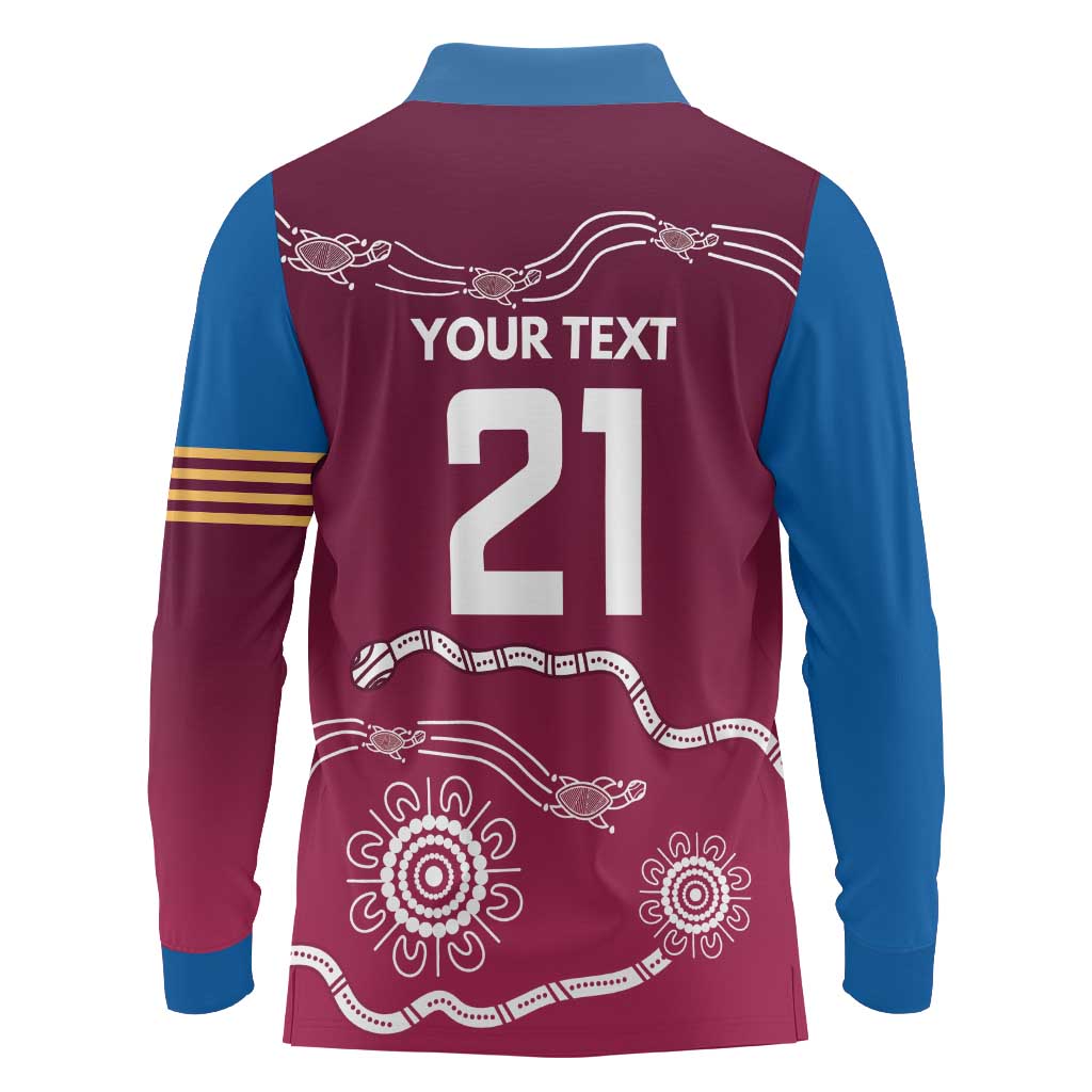 Personalised Brisbane Pride Long Sleeve Polo Shirt The Roar of Champions - Aussie Hoodie