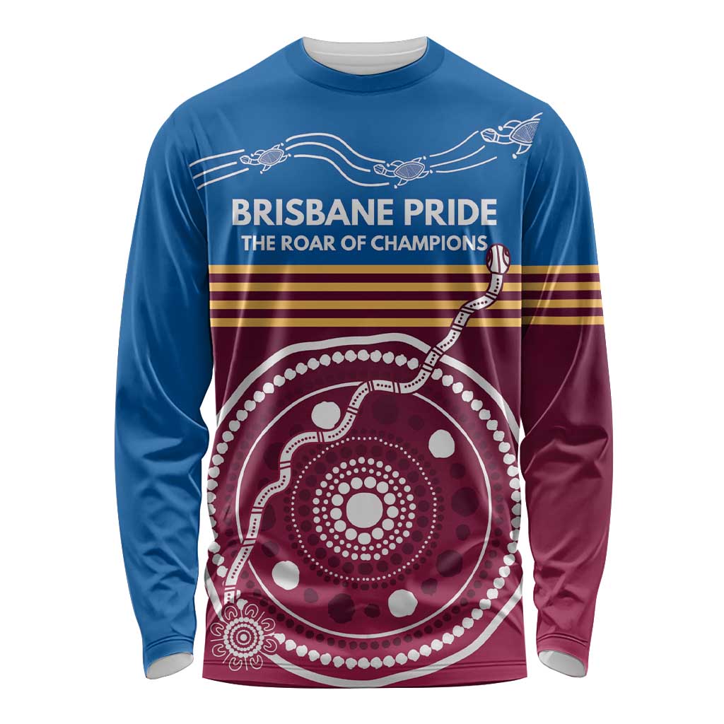 Personalised Brisbane Pride Long Sleeve Shirt The Roar of Champions - Aussie Hoodie