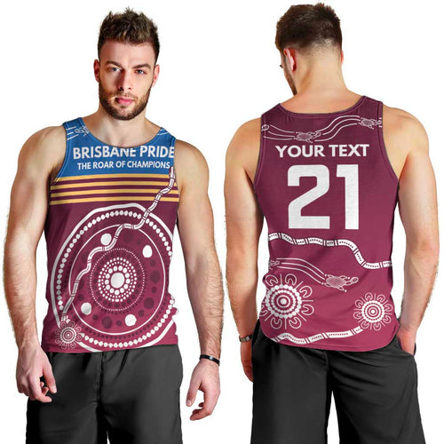 Personalised Brisbane Pride Men Tank Top The Roar of Champions - Aussie Hoodie