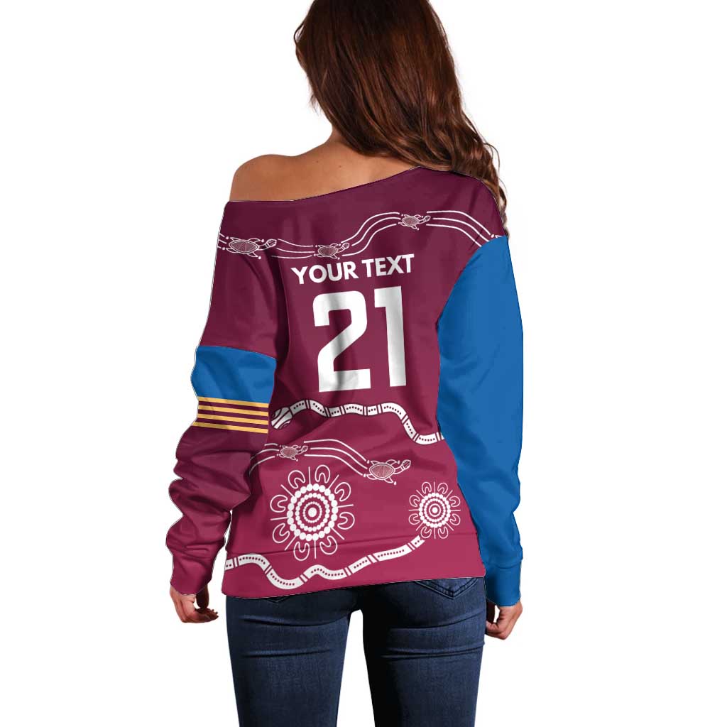 Personalised Brisbane Pride Off Shoulder Sweater The Roar of Champions - Aussie Hoodie