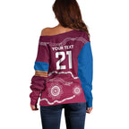 Personalised Brisbane Pride Off Shoulder Sweater The Roar of Champions - Aussie Hoodie