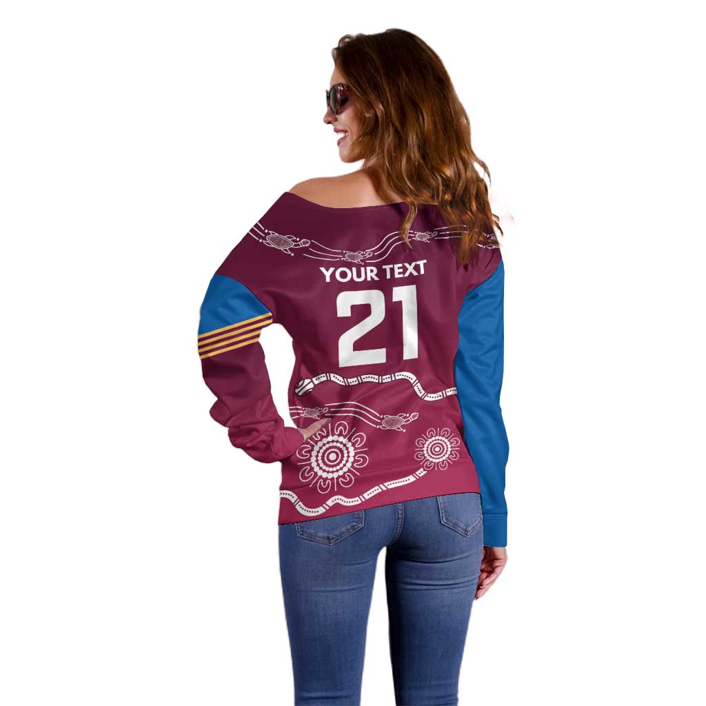 Personalised Brisbane Pride Off Shoulder Sweater The Roar of Champions - Aussie Hoodie