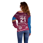 Personalised Brisbane Pride Off Shoulder Sweater The Roar of Champions - Aussie Hoodie