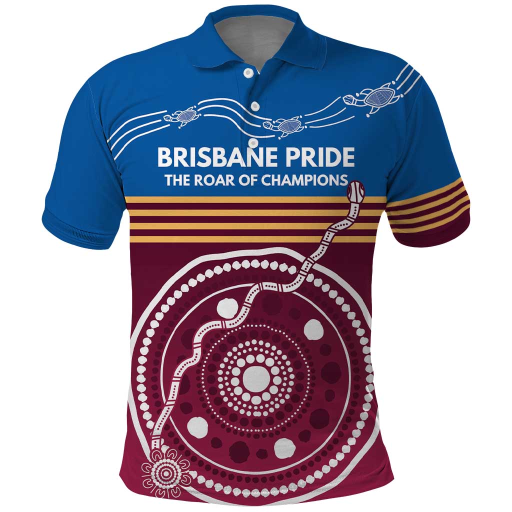 Personalised Brisbane Pride Polo Shirt The Roar of Champions - Aussie Hoodie