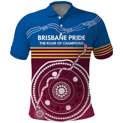 Personalised Brisbane Pride Polo Shirt The Roar of Champions - Aussie Hoodie