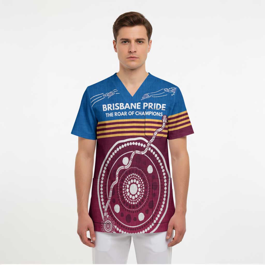 Personalised Brisbane Pride Scrub Top The Roar of Champions - Aussie Hoodie