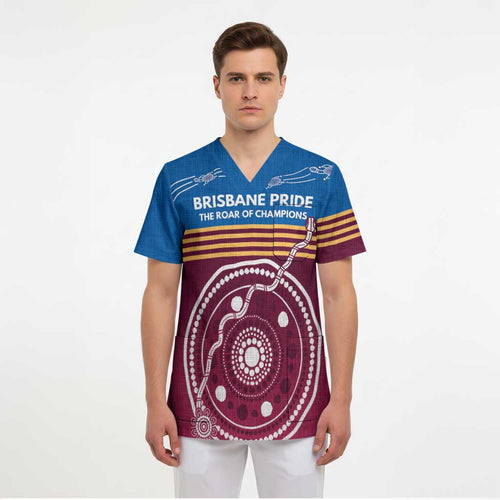 Personalised Brisbane Pride Scrub Top The Roar of Champions - Aussie Hoodie