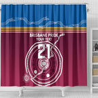 Personalised Brisbane Pride Shower Curtain The Roar of Champions - Aussie Hoodie
