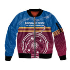 Personalised Brisbane Pride Sleeve Zip Bomber Jacket The Roar of Champions - Aussie Hoodie