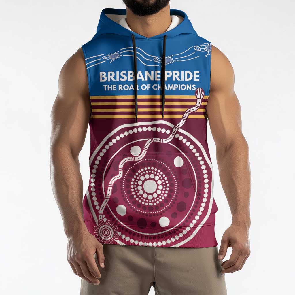 Personalised Brisbane Pride Sleeveless Hoodie The Roar of Champions - Aussie Hoodie