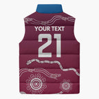 Personalised Brisbane Pride Sleeveless Puffer Jacket The Roar of Champions - Aussie Hoodie