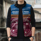 Personalised Brisbane Pride Sleeveless Puffer Jacket The Roar of Champions - Aussie Hoodie