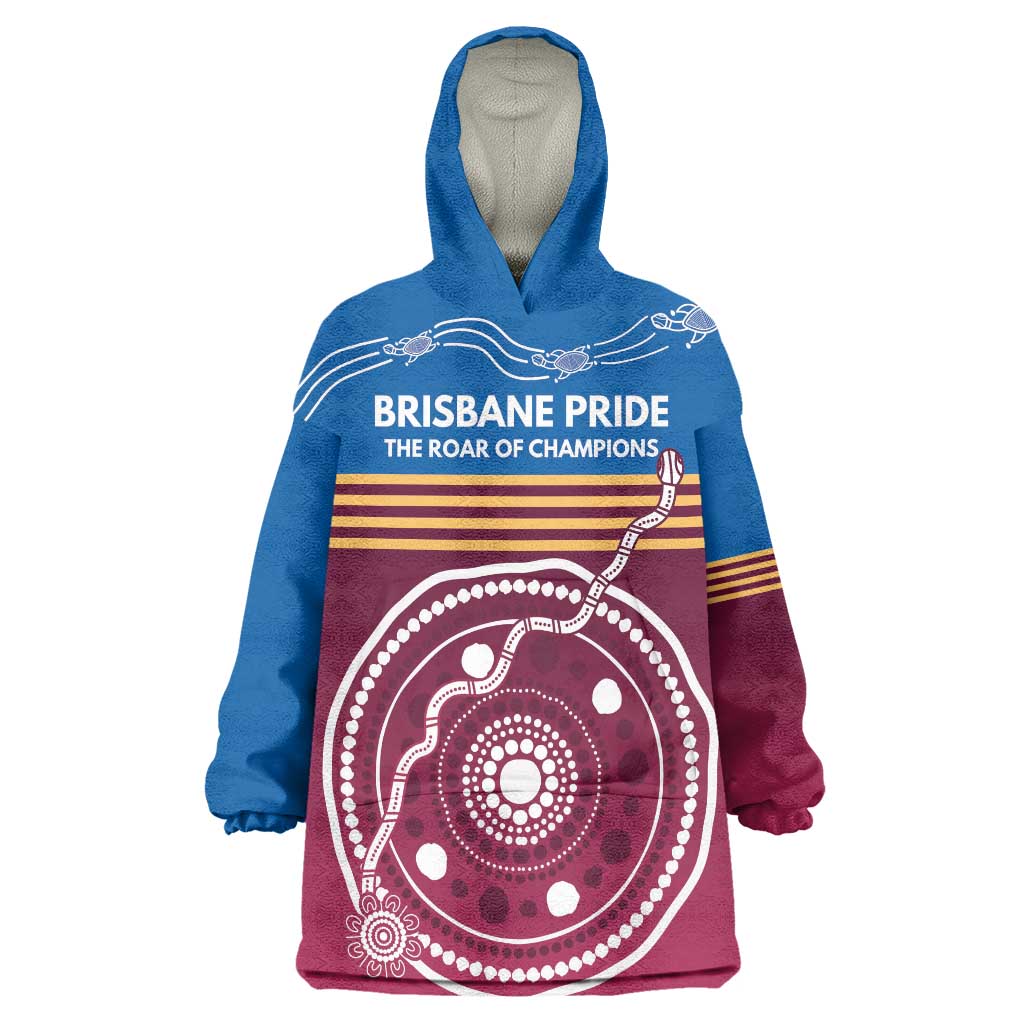 Personalised Brisbane Pride Wearable Blanket Hoodie The Roar of Champions - Aussie Hoodie