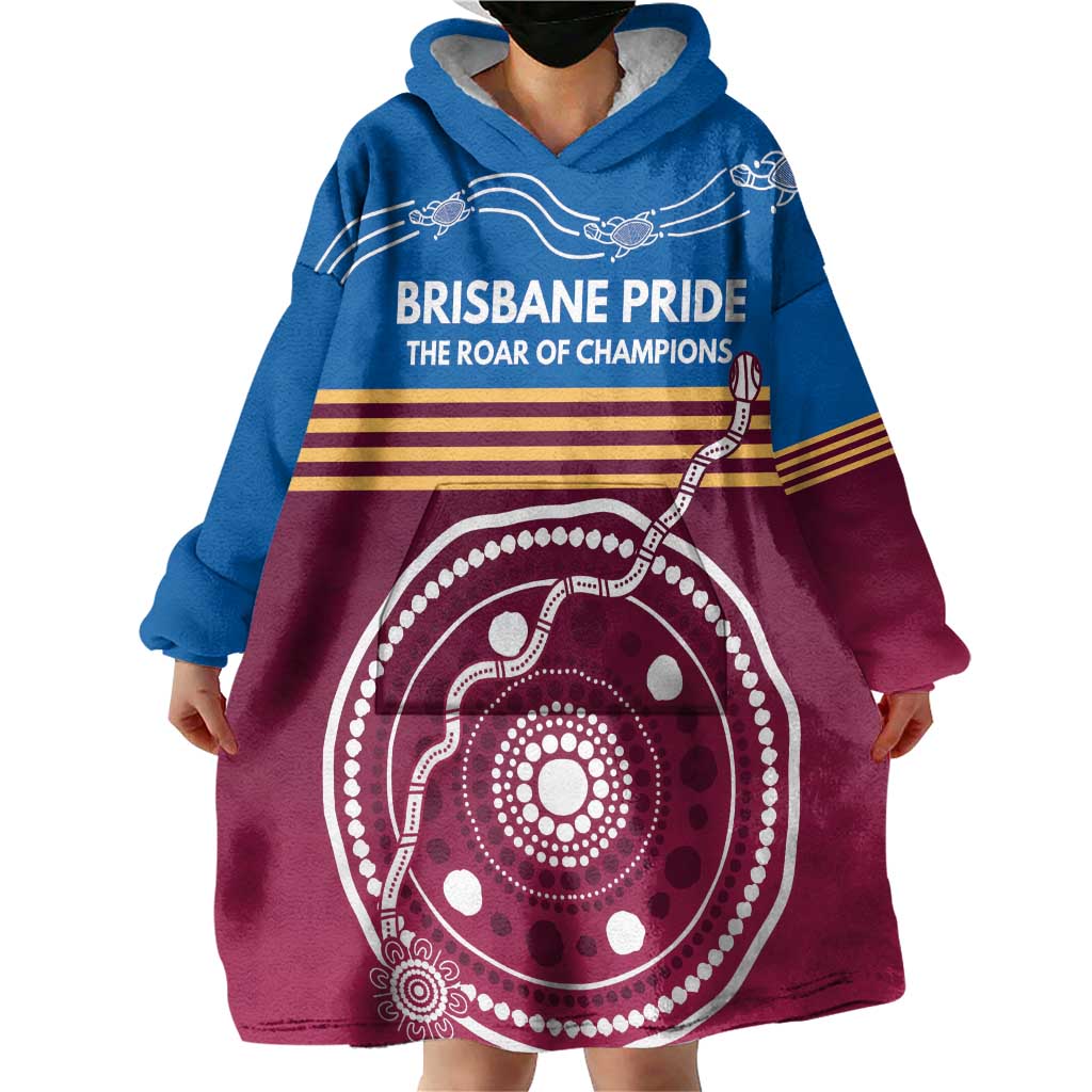 Personalised Brisbane Pride Wearable Blanket Hoodie The Roar of Champions - Aussie Hoodie