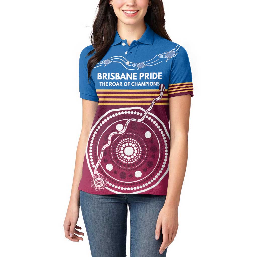 Personalised Brisbane Pride Women Polo Shirt The Roar of Champions - Aussie Hoodie