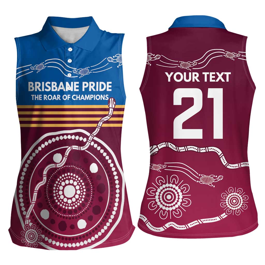 Personalised Brisbane Pride Women Sleeveless Polo Shirt The Roar of Champions - Aussie Hoodie