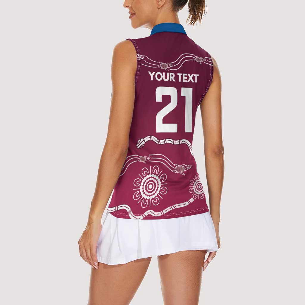Personalised Brisbane Pride Women Sleeveless Polo Shirt The Roar of Champions - Aussie Hoodie