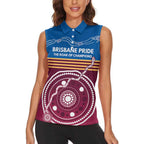 Personalised Brisbane Pride Women Sleeveless Polo Shirt The Roar of Champions - Aussie Hoodie