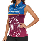 Personalised Brisbane Pride Women Sleeveless Polo Shirt The Roar of Champions - Aussie Hoodie