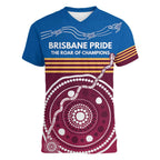 Personalised Brisbane Pride Women V-Neck T-Shirt The Roar of Champions - Aussie Hoodie