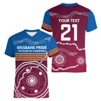 Personalised Brisbane Pride Women V-Neck T-Shirt The Roar of Champions - Aussie Hoodie