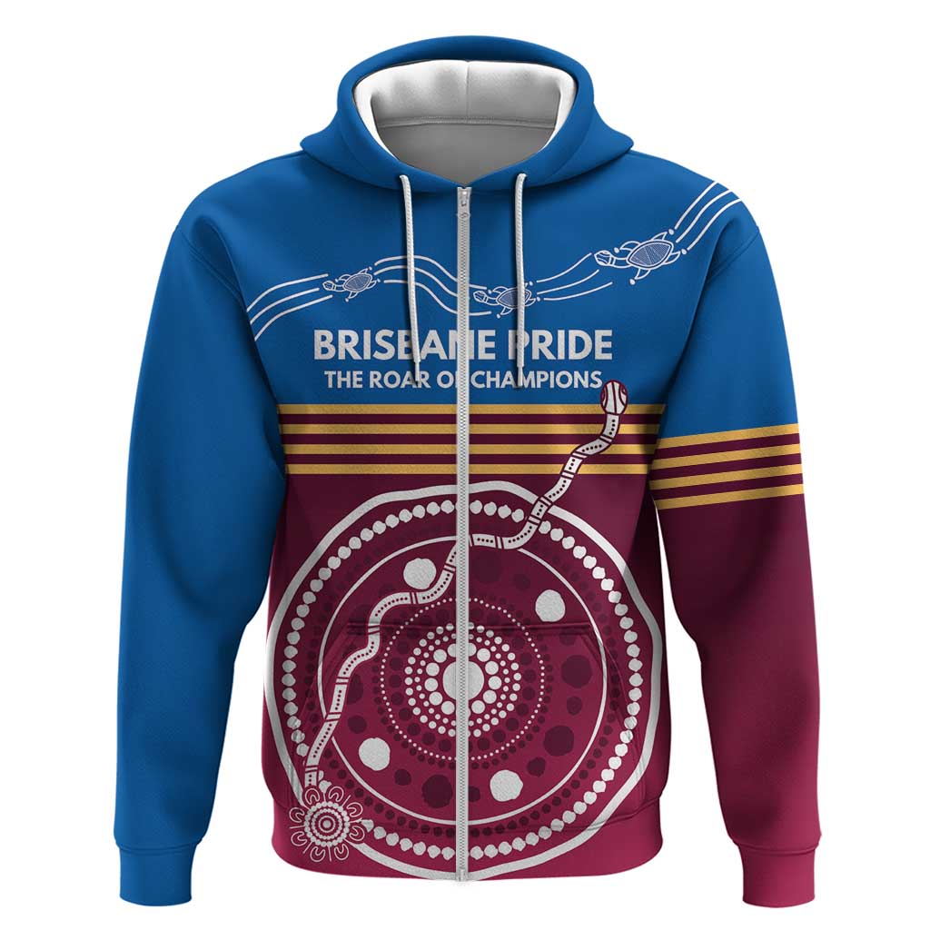 Personalised Brisbane Pride Zip Hoodie The Roar of Champions - Aussie Hoodie