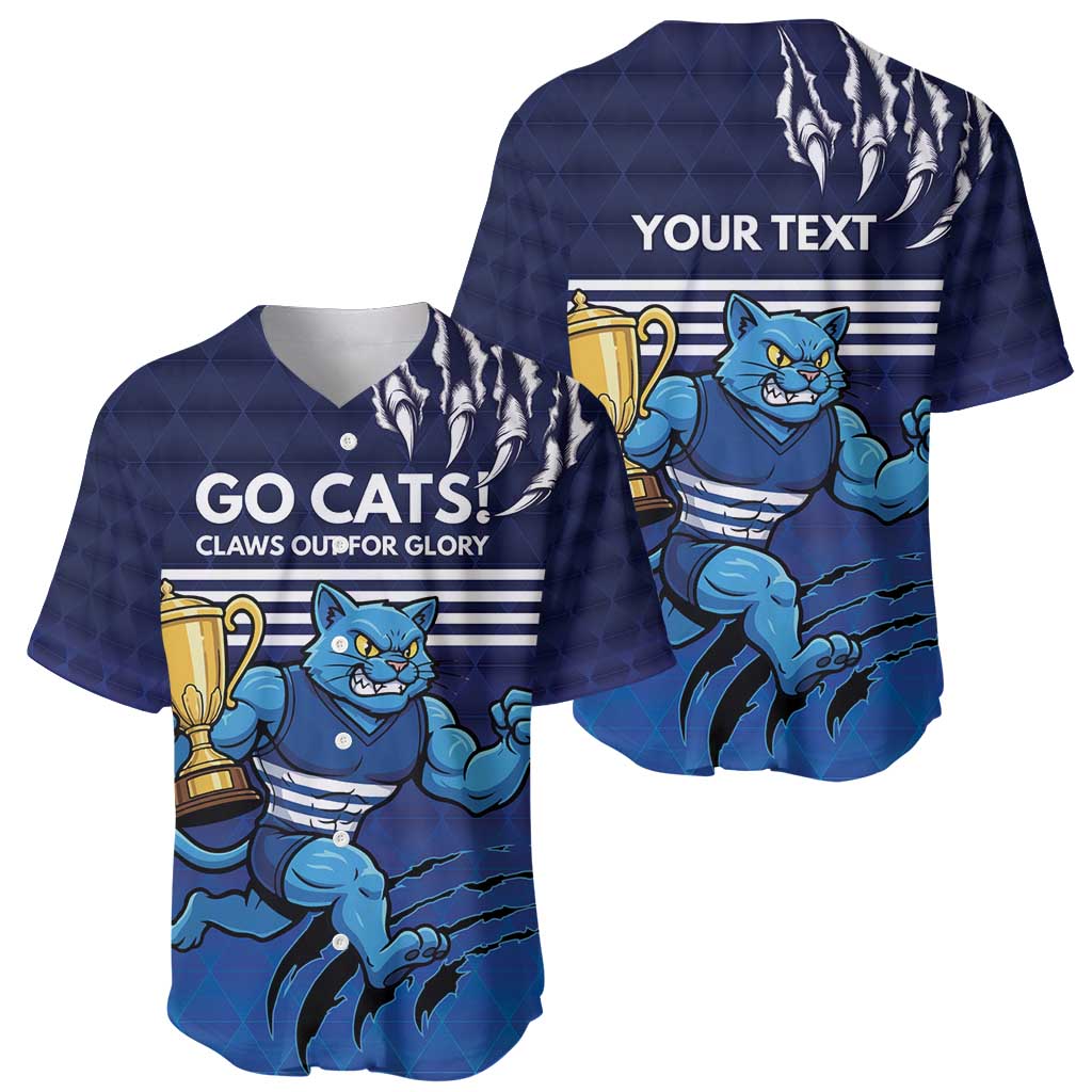Personalised Geelong Pride Baseball Jersey Claws Out for Glory - Aussie Hoodie