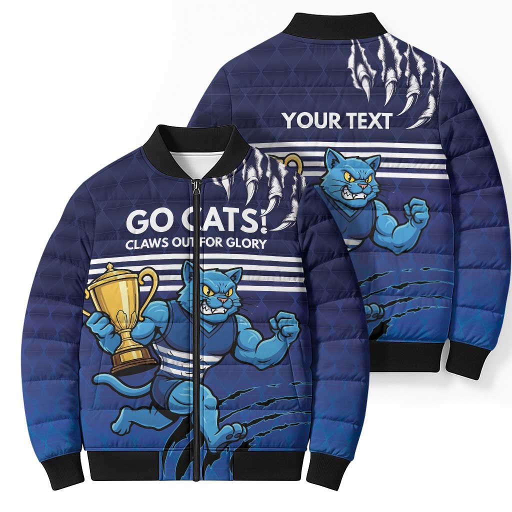 Personalised Geelong Pride Bomber Puffer Jacket Claws Out for Glory - Aussie Hoodie