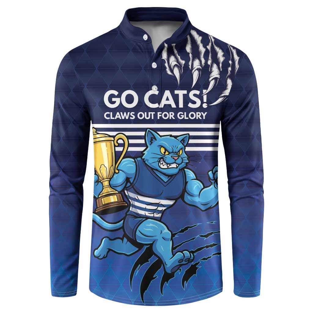 Personalised Geelong Pride Button Sweatshirt Claws Out for Glory - Aussie Hoodie