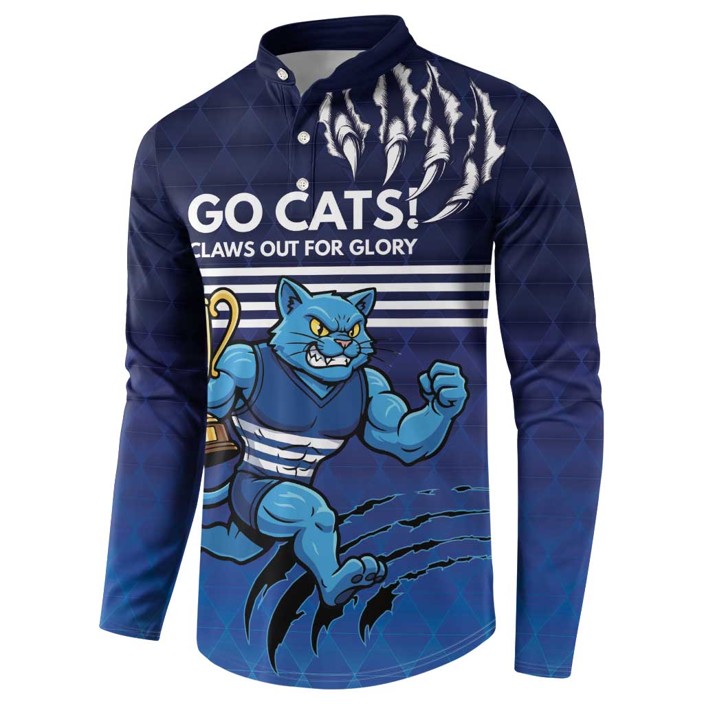 Personalised Geelong Pride Button Sweatshirt Claws Out for Glory - Aussie Hoodie
