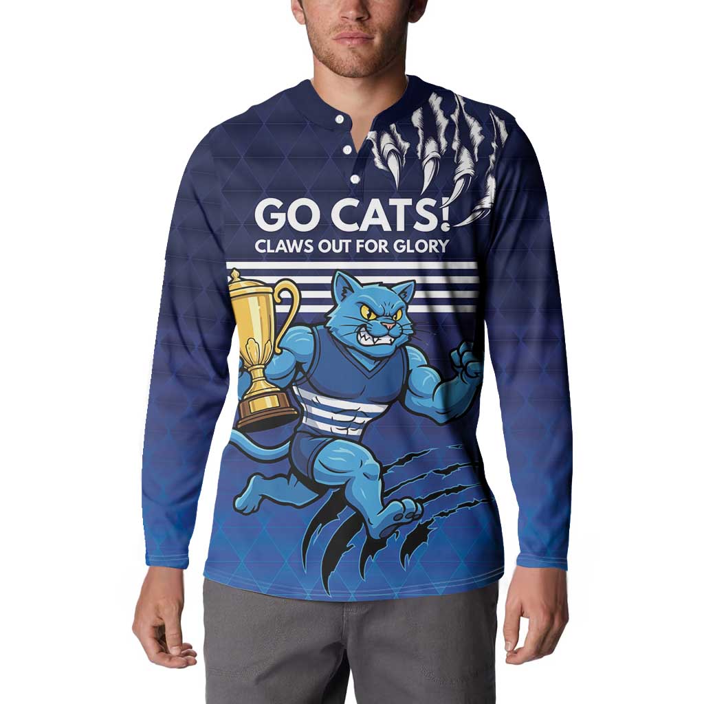 Personalised Geelong Pride Button Sweatshirt Claws Out for Glory - Aussie Hoodie