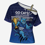 Personalised Geelong Pride Cross Shoulder Shirt Claws Out for Glory - Aussie Hoodie