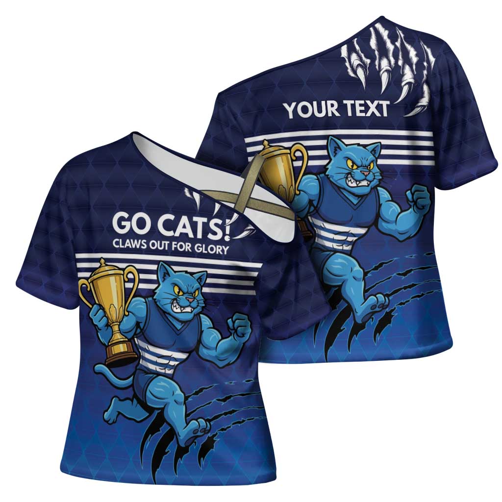 Personalised Geelong Pride Cross Shoulder Shirt Claws Out for Glory - Aussie Hoodie