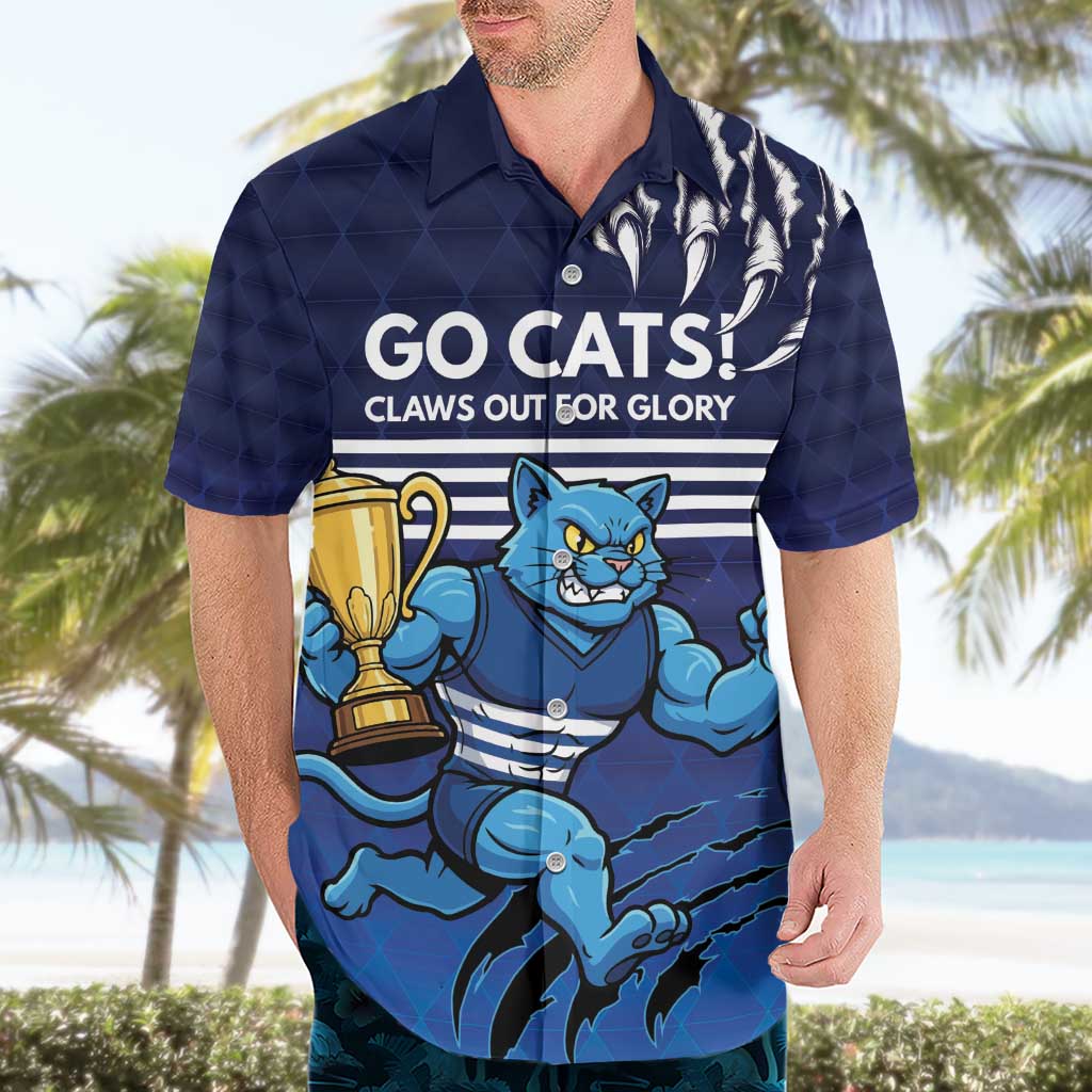 Personalised Geelong Pride Hawaiian Shirt Claws Out for Glory - Aussie Hoodie