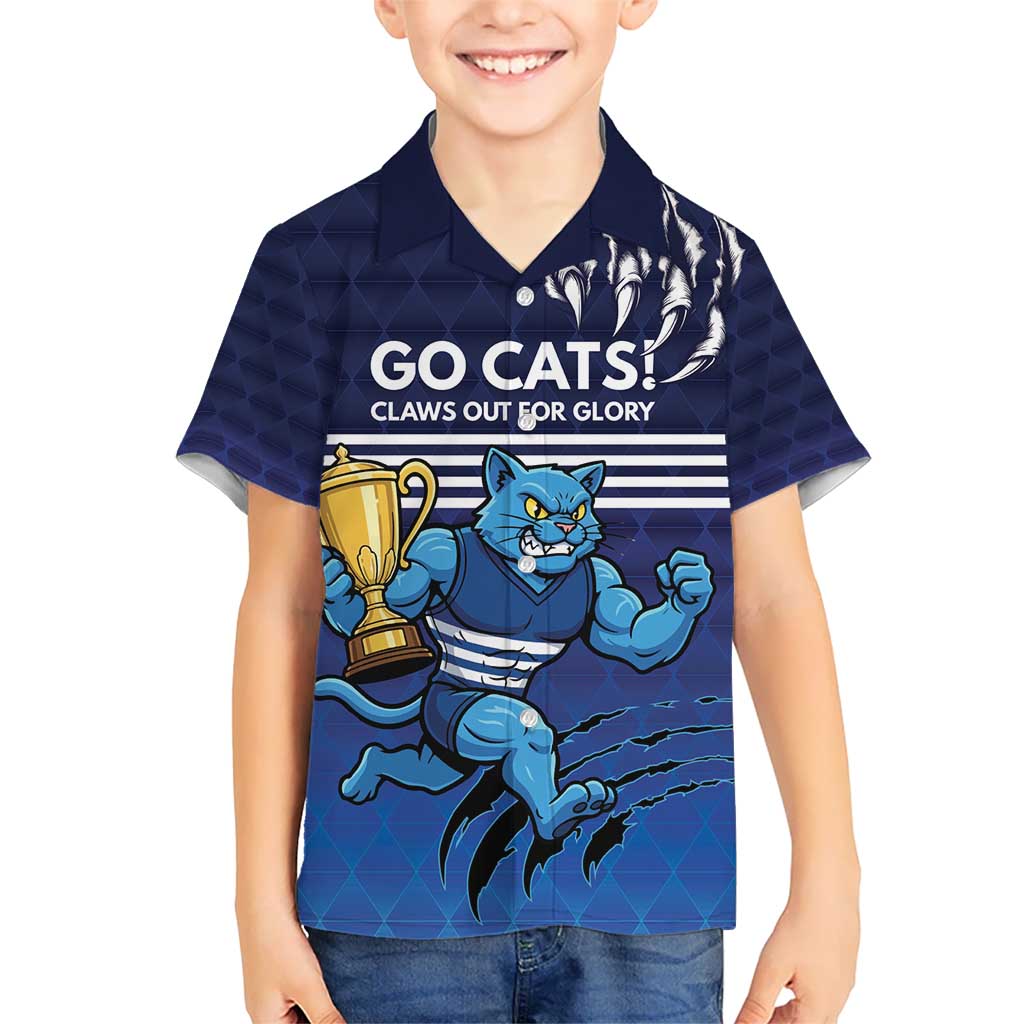 Personalised Geelong Pride Kid Hawaiian Shirt Claws Out for Glory - Aussie Hoodie