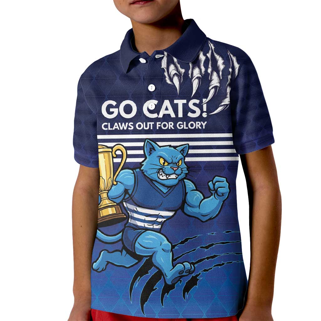 Personalised Geelong Pride Kid Polo Shirt Claws Out for Glory - Aussie Hoodie