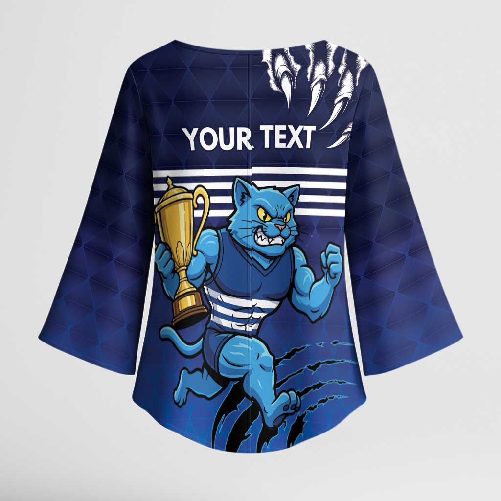 Personalised Geelong Pride Kimono Sleeve Blouse Claws Out for Glory - Aussie Hoodie
