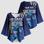 Personalised Geelong Pride Kimono Sleeve Blouse Claws Out for Glory - Aussie Hoodie