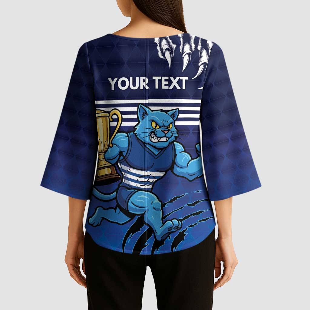 Personalised Geelong Pride Kimono Sleeve Blouse Claws Out for Glory - Aussie Hoodie