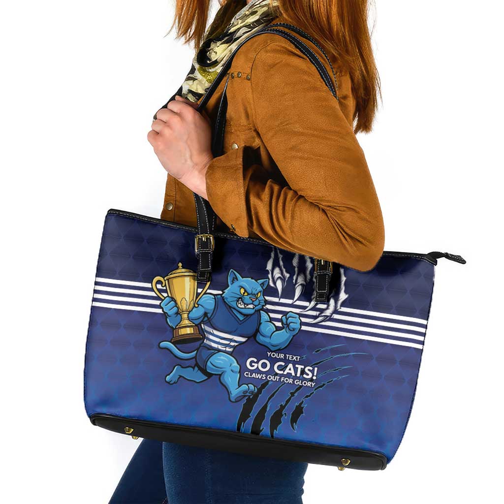 Personalised Geelong Pride Leather Tote Bag Claws Out for Glory - Aussie Hoodie